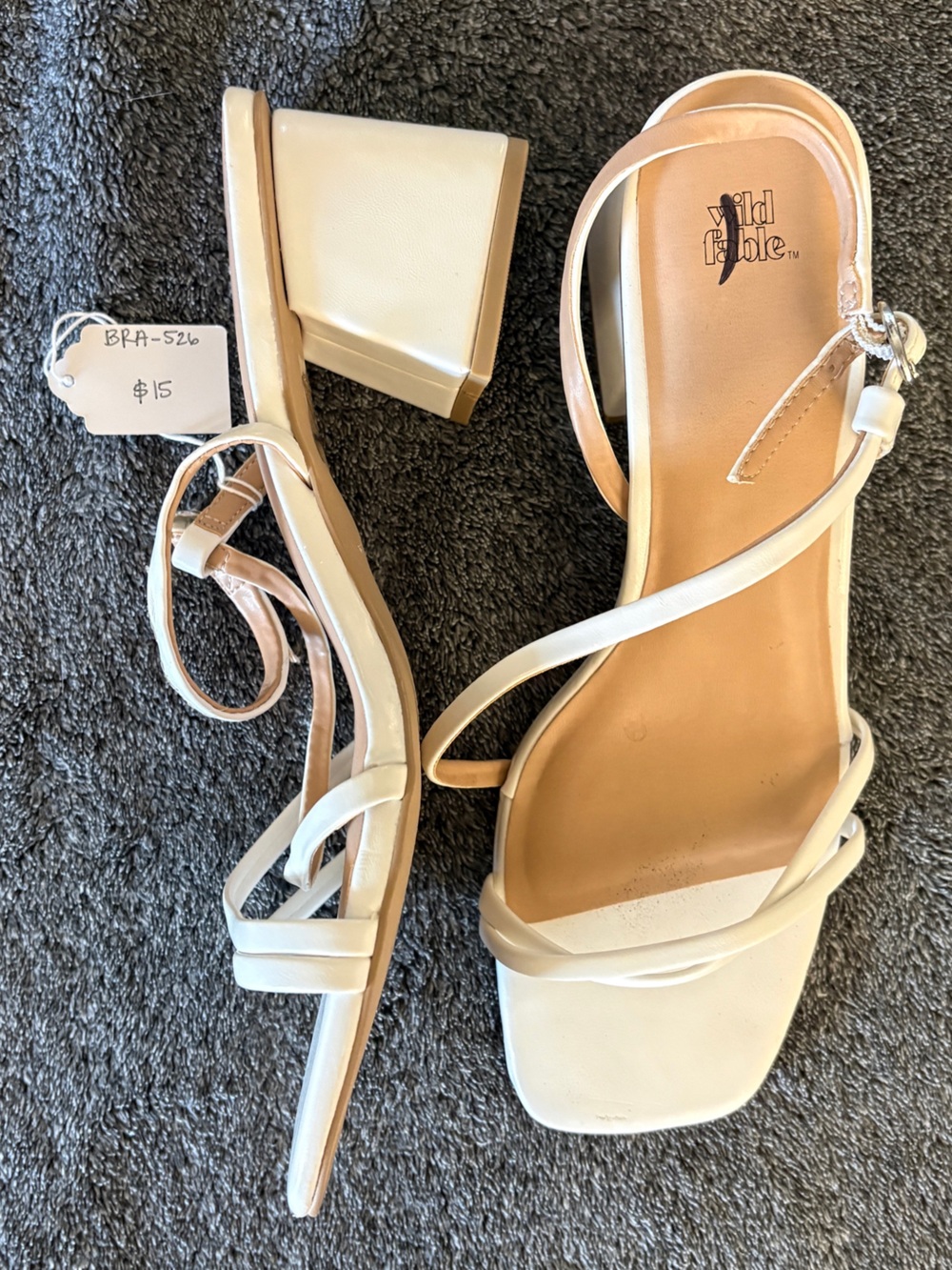 White Strappy Square-Toe Block Heels - Picture 3 of 3